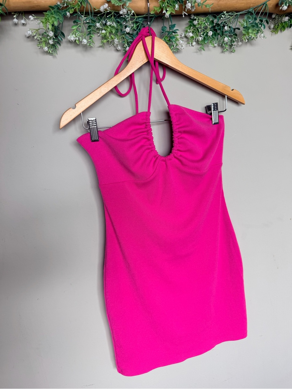Princess Polly Halter Mini Dress Hot Pink Size 8